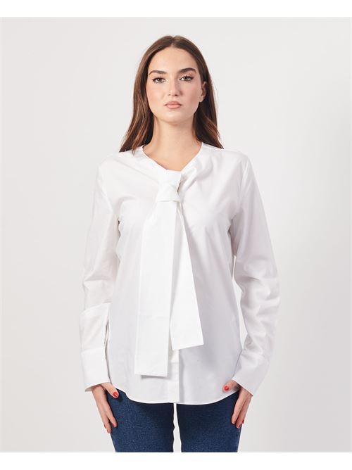 Armani shirt in lyocell blend with bow on the neck